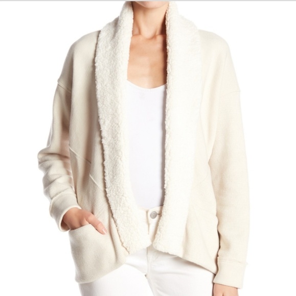 Splendid knit cardigan with faux fur collar - Picture 1 of 5